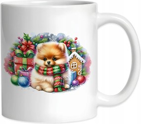 Karácsonyi bögre Kutyával Pomerániai Kutya Karácsony 330ml