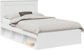 vidaXL Ágykeret fejtámlával Fehér 120 x 190 cm Tömör fenyőfa