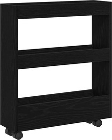 vidaXL Keskeny Tároló Kocsi Fekete tölgy 60 x 18 x 70 cm Faanyag