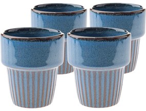 4 db Rustik kerámia bögre szett 100 ml, kék