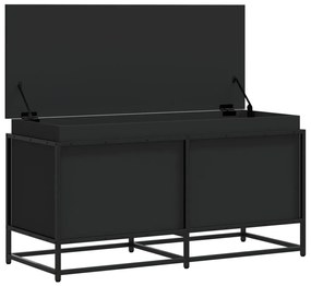 fekete szerelt fa tárolóláda fedéllel 100 x 40 x 51,5 cm