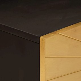 Dohányzóasztal Fekete és Arany 100 x 54 x 40 cm tömör mangófa
