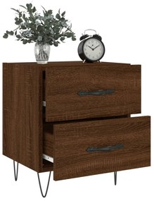 2 db barna tölgyszínű szerelt fa éjjeliszekrény 40x35x47,5 cm