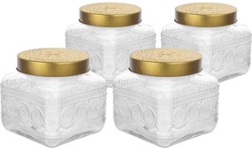 Altom Üvegedénykészlet arany fedéllel Daisy 1,3 l, 4 db, 1,3 l