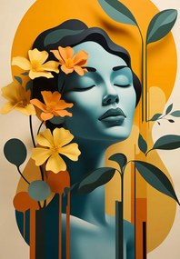 Poszter 68x98cm Virágos meditáció