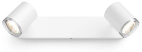 Philips Hue Adore fehér fürdőszobai fali spotlámpa, 2 spotfejjel, White Ambiance, 2x5W, 700lm, 2200-6500K változtatható fehér, 2xGU10 LED fényforrás, IP44 + DimSwitch, 8719514340879