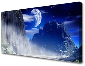 Vászonkép falra Éjszakai Hold Hegyi táj 100x50 cm