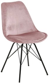 Eris design szék, rózsaszín bársony, fekete fém láb