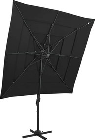 vidaXL 4 szintes fekete napernyő alumíniumrúddal 250 x 250 cm