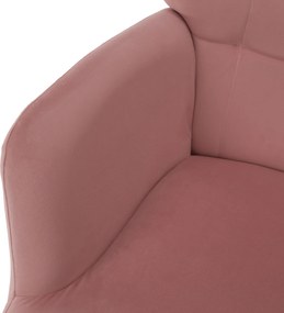 Fotel lábtartóval, rózsaszín Velvet szövet/tölgy, HABEN