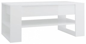 magasfényű fehér szerelt fa dohányzóasztal 102x55x45 cm