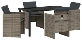 vidaXL Kert étkező szett 5 pcs Szürke polirattan