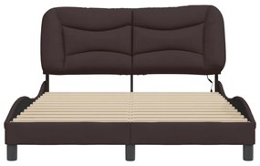 sötétbarna szövet ágykeret LED-es matrac nélkül 140 x 200 cm