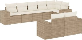 vidaXL 8 részes bézs polyrattan kerti ülőgarnitúra párnával