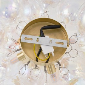 Dizájn mennyezeti lámpa sárgaréz színű, szivárványos üveggel, 4 fényforrással - Uvas