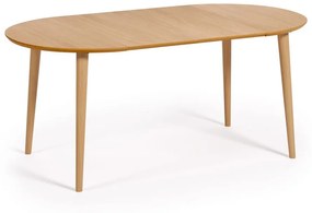Natúr színű kerek bővíthető étkezőasztal tölgyfa dekorral ø 90 cm Oqui – Kave Home