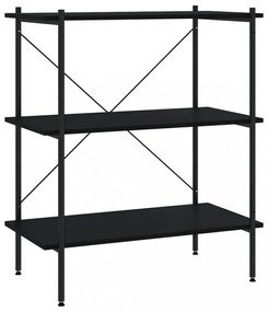 fekete 3 szintes polcrendszer 80x40x92 cm