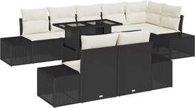 vidaXL Kerti Kanapé Szett párnával tárolóval 9 pcs Fekete és krémszínű