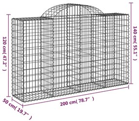 50 db íves horganyzott vas gabion kosár 200x50x120/140 cm