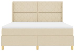 Boxspring Ágy Mattal és LED Fényekkel Krém 180x200 cm Textil