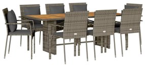 7 részes szürke polyrattan kerti étkezőgarnitúra párnával