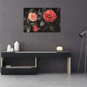 Kép - Vörös virágok sötét háttér előtt (90x60 cm)