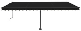 antracitszürke szélérzékelős és LED-es napellenző 500x300 cm