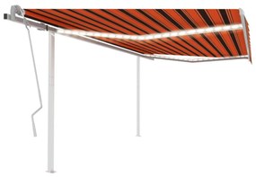 narancs és barna kézzel kihúzható LED-es napellenző 4x3 m