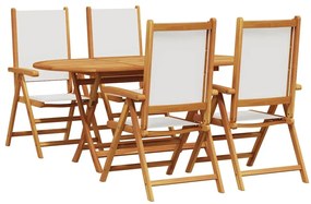 vidaXL Kert étkező szett 5 pcs Krémszín Tömör Akácfa