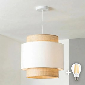 Brilagi - Kábeles LED függőlámpa CERIA 1xE27/40W/230V, átm. 30 cm, bézs/fehér
