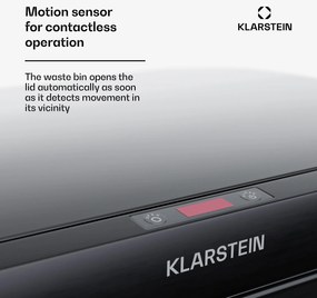 Klarstein Touchless, szenzoros szemétkosár, 56 l, rozsdamentes acélból, 3 kosár, Soft-Close záródás, elemmel működő, LED kijelző, időzítő