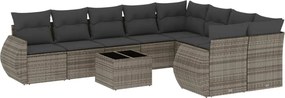 vidaXL 10 részes szürke polyrattan kerti ülőgarnitúra párnákkal