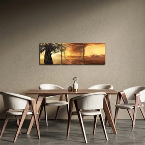Narancssárga felhők képe (órával) (90x30 cm)