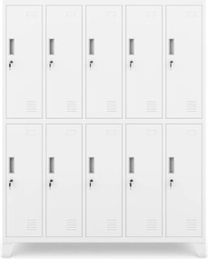 10 ajtós BHP fém öltözőszekrény BARTEK 1360 x 1720 x 450 mm, fehér