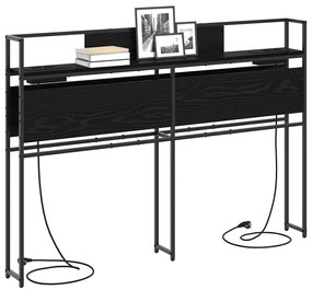 Tároló fejtámla polcokkal tárolóval Musta tammi 140 cm Faanyag