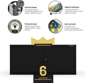 Felső szekrényelem EWA Compact öltözőszekrényhez – 800 x 380 x 400 mm, fekete