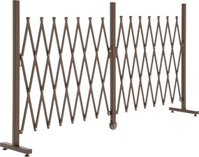 Outsunny Állítható Ollókapu Kerti Kerítés 52-405cm Alumínium Sötétbarna H103.5cm | Aosom
