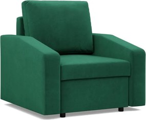 Zeus fotel, döntött kartámasz, bársony, hab töltet, zöld