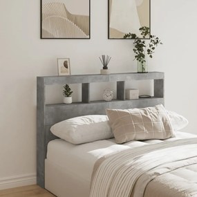 betonszürke áthidalószekrény LED-világítással 140 x 17 x 102 cm