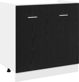 vidaXL fekete tölgyfa mosogató alsó szekrény 80 x 46 x 81,5 cm