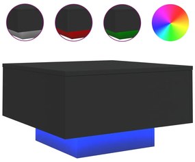 Fekete dohányzóasztal LED-lámpákkal 55 x 55 x 31 cm