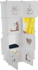 Gyerek moduláris szekrény, fehér/barna minta, KIRBY