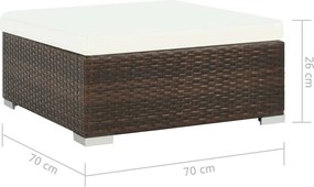 6-részes barna polyrattan kerti bútorszett párnákkal