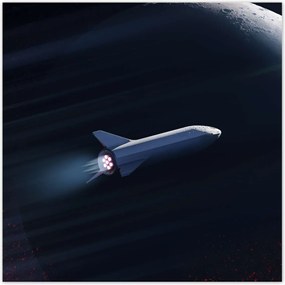 Poszterek 30x30 Rakéta a hold hátterében