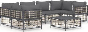 vidaXL 7 részes antracitszürke polyrattan kerti ülőgarnitúra párnákkal