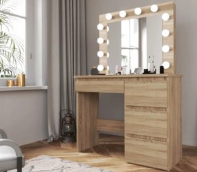 Öltöző asztal LED tükörrel Cleopatra Sonoma Brown