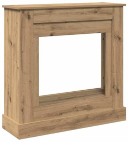 kézműves tölgy színű szerelt fa kandallóburkolat 90x30x90 cm