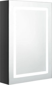 vidaXL fényes fekete LED-es tükrös fürdőszobaszekrény 50 x 13 x 70 cm