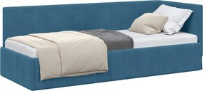 vidaXL Sarokágy keret fejtámlával Kék 80 cm x 200 cm Bársony