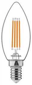 LED lámpa , égő , izzószálás hatás , filament , gyertya , E14 foglalat , 4.5 Watt , meleg fehér , TOSHIBA , 5 év garancia